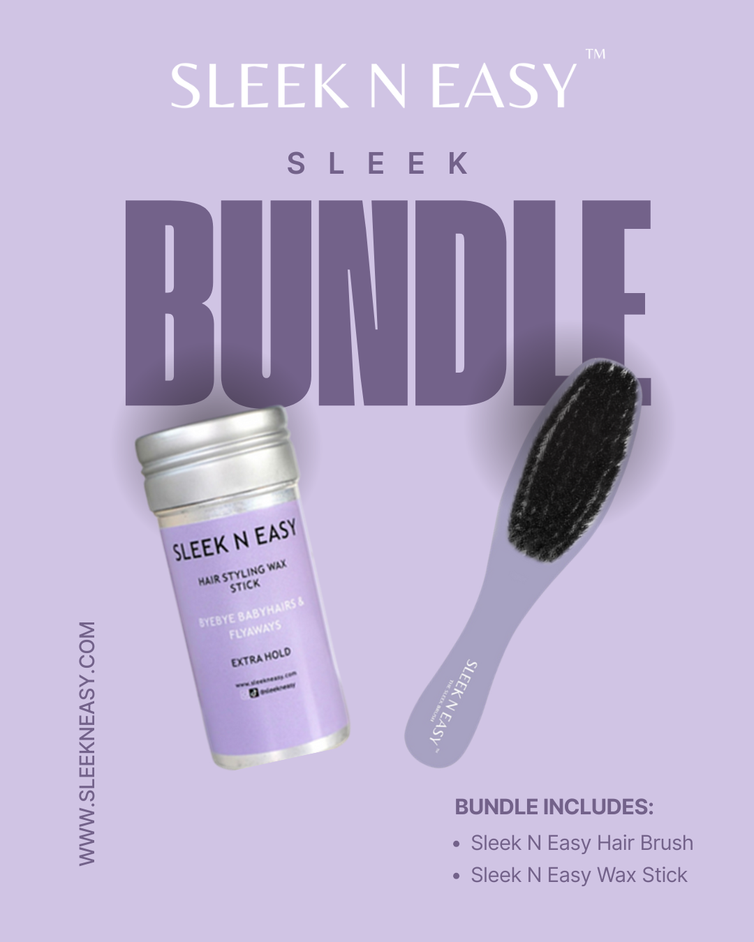 Sleek N Easy Bundle – Wax Stick + Boar Bristle Brush